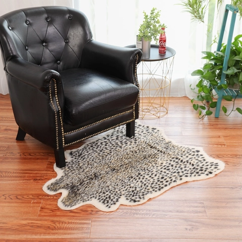 Luxe Luipaardprint Imitatiebont Vloerkleed Acryl Diervorm Gebiedstapijt Antislip Suède Rug Voor Woonkamer Home Decor