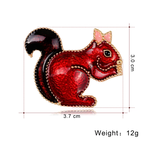 Süße Eichhörnchen Brosche Legierung Rot Emaille Tropföl Tierform Cartoon Mode Schmuck Accessoire Für Damen Mädchen