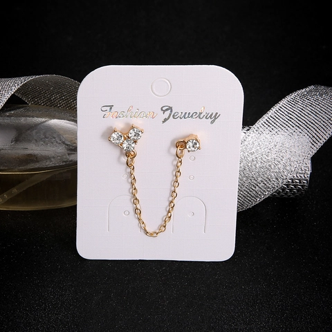 Verbundene Ohrloch Kette Ohrringe Gold Legierung Strass Minimalistisch Trendy Schmuck Damen