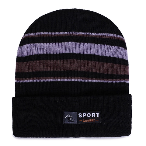 Berretto Invernale In Maglia A Righe Foderato In Pile Caldo Cappello Da Sci Per Uomini Donne Stile Sportivo