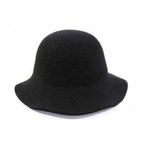Sombrero De Pescador De Fieltro Mezcla De Lana Vintage Para Mujer Copa Redonda Ala Ancha Color Sólido Otoño Invierno