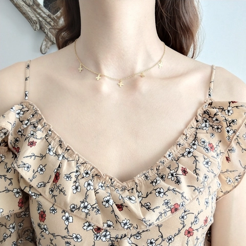 925 Sterling Silber Halskette 18K Vergoldet Minimalistische Kleine Kreuz Anhänger Für Damen Einfacher Eleganter Schmuck