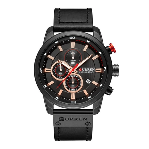 Curren 8291 Men Business Chronograph Watch Faux Leather Strap Waterproof Date Multi-Dial Quartz Wristwatch Men Jewelry
