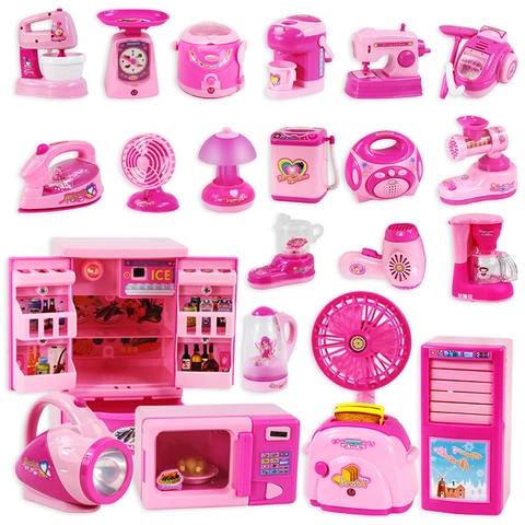 Kids Simulation Household Appliances Pink Plastic Pretend Play Kitchen Toy Educational For Toddlers Girls
