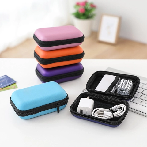 Tragbare EVA Hartschalen Kopfhörertasche Mini Reißverschluss Kabel Organizer Box Für Reisen Kleines Digitales Zubehör