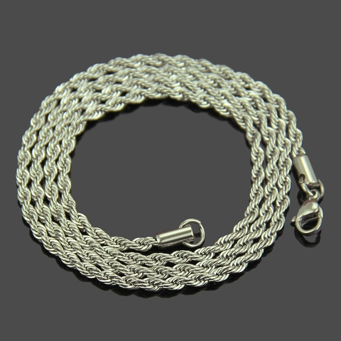 Hip Hop Titanium Steel Rope Chain Necklace For Men Women Gold Silver Rose Gold Black Twist Link Chain Personalized Jewelry