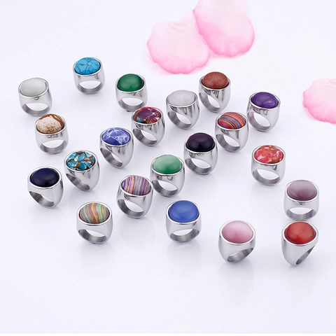 Vintage Edelstahl Ring Mit Rundem Cabochon Edelstein Katzenauge Türkis Minimalistischer Siegelring Finger Schmuck Für Herren Damen