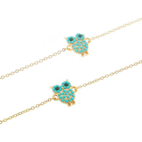 Glasses Chain Metal Anti-Slip Eyewear Strap Gold Lanyard With Blue Bead Owl Pendant Fashion Accessory For Sunglasses