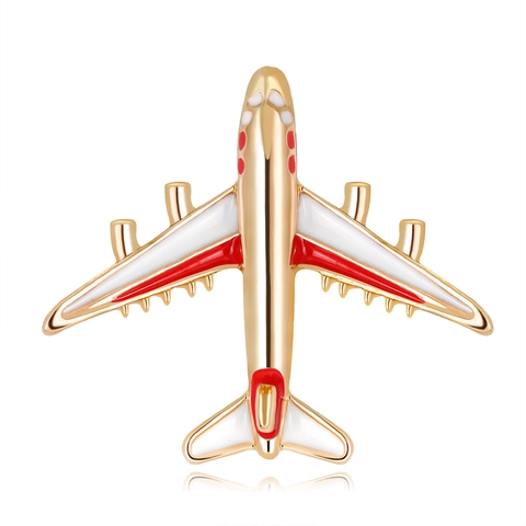 Broche Avion en Alliage Émail Dessin Animé Plaqué Or Badge d'Avion Épingle pour Revers de Costume Hommes Femmes Bijoux Cadeau