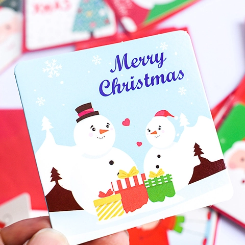 Kerstkaarten Mini Vakantie Zegeningen Kaarten Met Enveloppen Stickers Cartoon Kerstman Rendier Patronen Papier