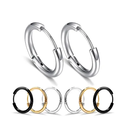 Minimalist Round Hoop Earrings Stainless Steel Titanium Polished Geometric Ear Rings For Men Women Versatile Jewelry Accessory