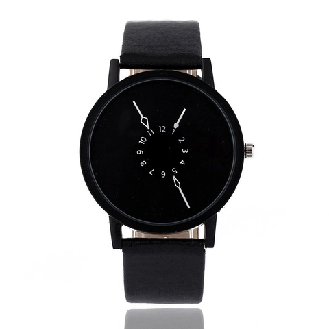 Minimalist Quartz Watch For Women Men Fashion Couple Wristwatch Leather Strap Simple Round Dial Center Number Design
