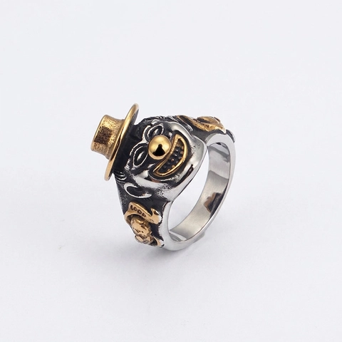 Anillo De Cara De Payaso Joker Vintage Acero Inoxidable Chapado En Oro Estilo Punk Gótico Para Hombres Mujeres