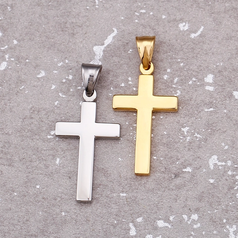 Kreuz Anhänger Edelstahl 18K Vergoldet Poliert Glatt Religiöser Charm Für DIY Schmuckherstellung Zubehör Mode