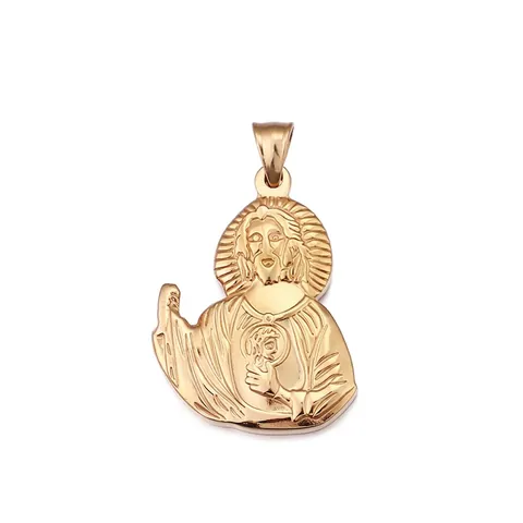 Pendentif Sacré Cœur De Jésus Collier Acier Inoxydable Plaqué Or 18K Bijoux Religieux Pour Hommes Femmes
