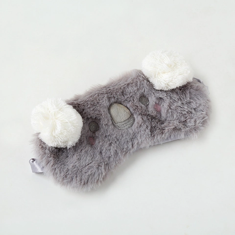 Cartoon Animal Plush Sleep Mask With Satin Back Soft Shading Eye Cover For Sleeping Koala Rabbit Alpaca Design Comfort