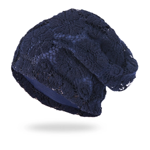 Gorro Slouchy De Encaje Para Mujer Ganchillo Calado Floral Tejido Moda Capas Suave Turbante Sombrero