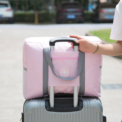Faltbare Reisetasche Oxford Tuch Große Kapazität Wasserdichte Gepäckaufbewahrung Handtasche Mit Trolley Griff Hülle