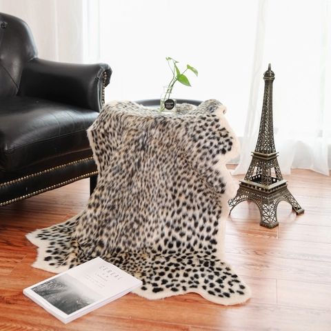 Luxe Luipaardprint Imitatiebont Vloerkleed Acryl Diervorm Gebiedstapijt Antislip Suède Rug Voor Woonkamer Home Decor