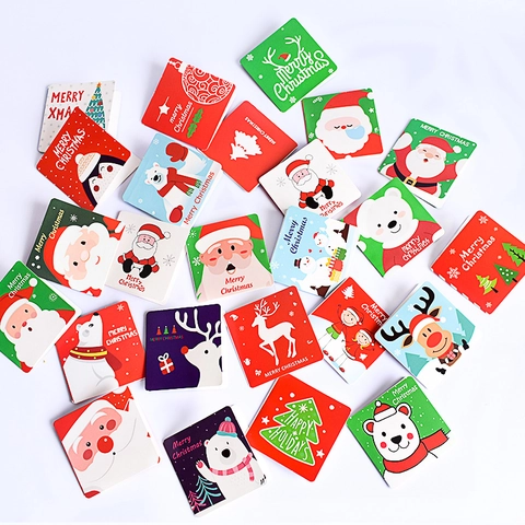 Kerstkaarten Mini Vakantie Zegeningen Kaarten Met Enveloppen Stickers Cartoon Kerstman Rendier Patronen Papier