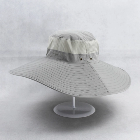 Outdoor Sonnenhut Breite Krempe Atmungsaktives Mesh Polyester Schnelltrocknend Angeln Wandern Fischerhut Kordelzug