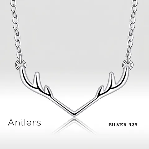 Collier Pendentif Bois de Renne Style Coréen pour Femmes Minimaliste en Cuivre Électroplaqué Chaîne de Clavicule Bijoux