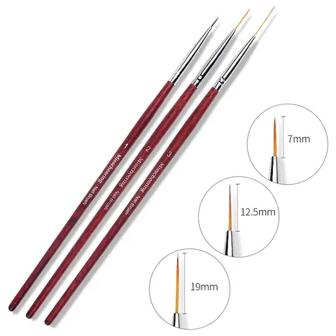 Nail Art Liner Brushes Wood Handle Professional Fine Detail Painting Drawing Manicure Tool Synthetic Fiber