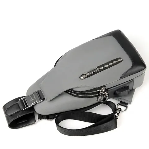Heren Borsttas Sling Bag Waterdicht Oxford Doek Crossbody Rugzak USB Oplaadpoort Schoudertas Voor Reizen