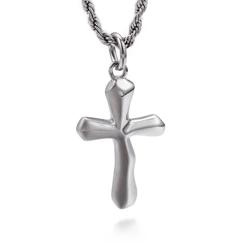 Cross Pendant Stainless Steel Liquid Melted Style Gothic Punk Religious Jewelry Charm For Men Silver Color