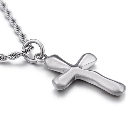 Cross Pendant Stainless Steel Liquid Melted Style Gothic Punk Religious Jewelry Charm For Men Silver Color
