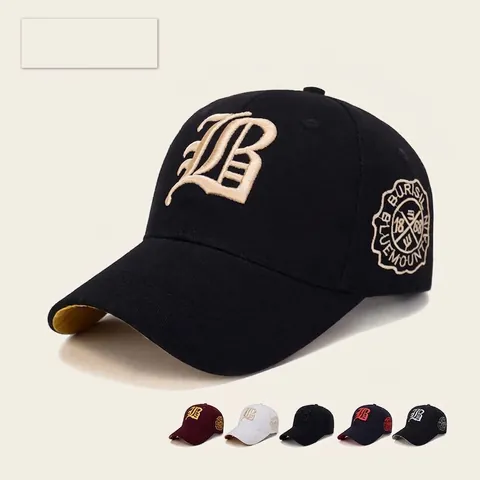Cappello Da Baseball In Cotone Unisex Con Ricamo Lettera B 3D E Distintivo Laterale Fibbia In Metallo Regolabile Cappello Da Sole