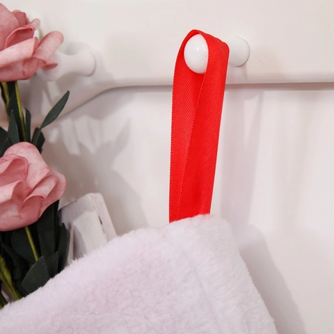 Christmas Stocking Classic Red Short Plush Hanging Gift Bag For Fireplace Party Holiday Home Decoration