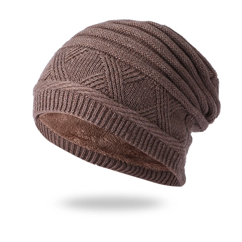 Bonnet En Tricot D'Hiver Doublé Polaire Épais Chaud Motif Géométrique Extérieur Ski Cyclisme Pour Hommes Femmes Acrylique