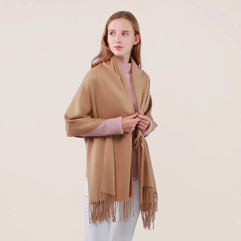 Solid Color Winter Scarf Warm Soft Cashmere Like Shawl Wrap Long Fringe Tassel Elegant Versatile For Women Men