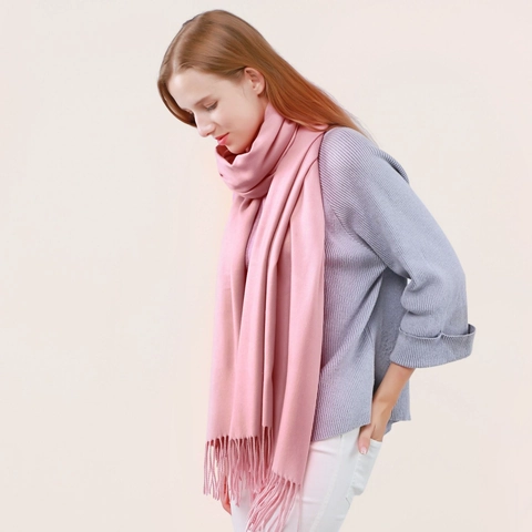 Solid Color Winter Scarf Warm Soft Cashmere Like Shawl Wrap Long Fringe Tassel Elegant Versatile For Women Men