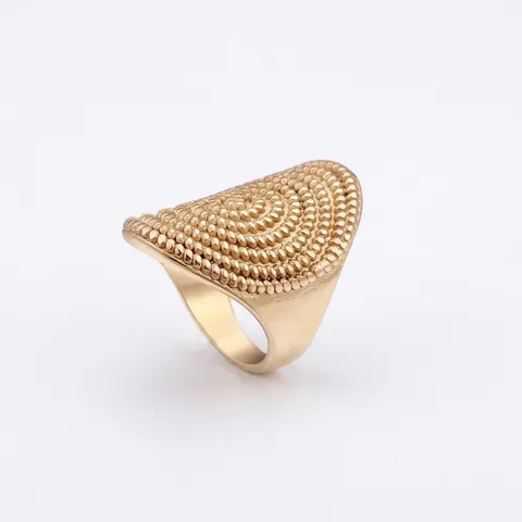 Anillo De Acero Inoxidable Para Hombre Retro Punk Chapado En Oro 18K Escudo Ancho Espiral Cuentas Joyas Étnicas Boho