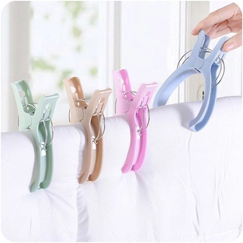 Pinzas Grandes Para Ropa De Plástico Clips Para Edredones Resistentes Al Viento Con Resorte De Metal Para Secar Mantas De Lavandería Doméstica