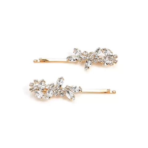 Barrette Cheveux Élégante En Forme De Feuille Alliage Strass Épingle À Cheveux Brillante Pour Femme Bijoux De Cheveux