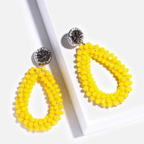 Teardrop Dangle Ohrringe Handgewebte Perlen Legierung Rhinestone Rundstecker Böhmisch Geometrisch Modeschmuck Damen