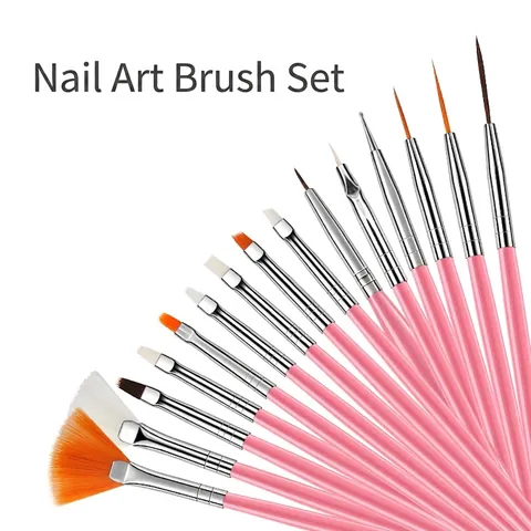 Professional Nail Art Brushes Painting Drawing Manicure Design Tools Plastic Handle Synthetic Fiber Bristles