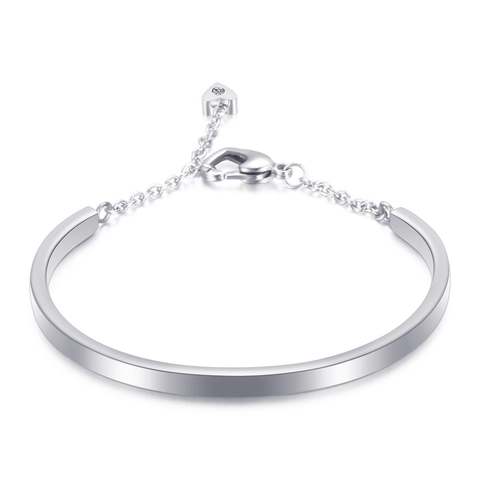 Brazalete Minimalista de Acero Inoxidable con Colgante de Corazón de Strass para Mujer Pulsera Ajustable en Forma de U Geométrica Galvanizada Joyería Regalo