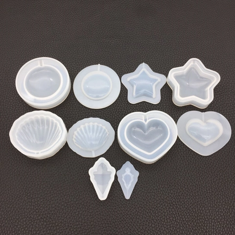 Moldes De Silicona DIY Para Fundición De Resina Arena Movediza Superficie Espejo Corazón Estrella Concha Hoja Arce Colgante Joyas