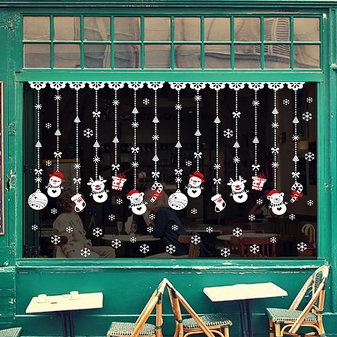 Weihnachts Fensterbilder Schneemann Rentier Schneeflocke PVC Statisch Haftende Aufkleber Für Glastür Schaufenster Deko