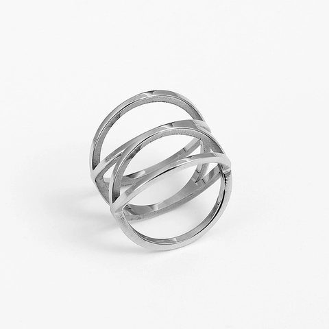 Minimalist Edelstahl Hohles Vogelnest Ring Für Damen Mehrlagiges Criss Cross Roségold Plattiert Breiter Finger Schmuck Ring