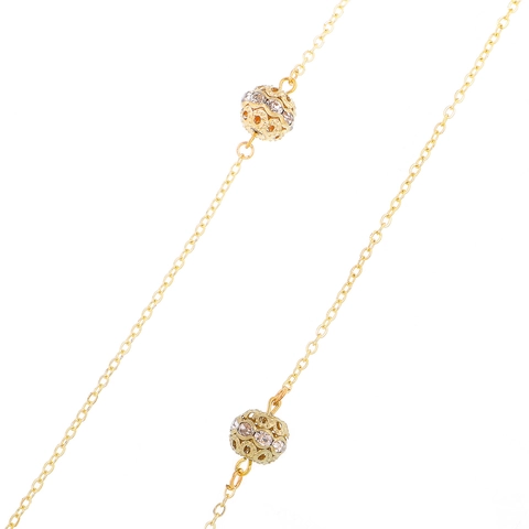 Elegant Glasses Chain Non Slip Alloy Eyewear Strap With Rhinestone Hollow Ball Decorative Sunglasses Holder For Women