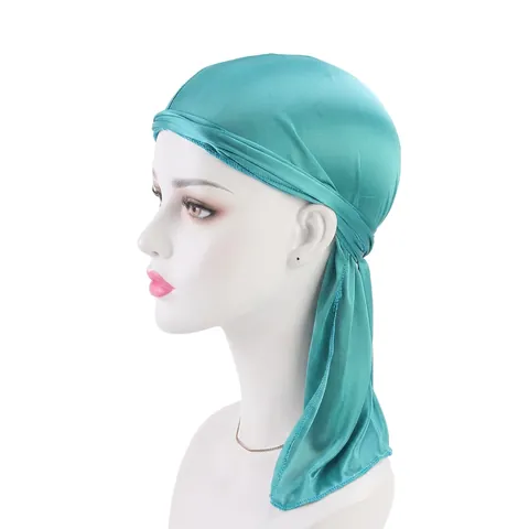 Durag en Satin Soyeux Unisexe Chapeau de Pirate à Longue Queue Enveloppement de Tête en Polyester pour Hommes Femmes Streetwear