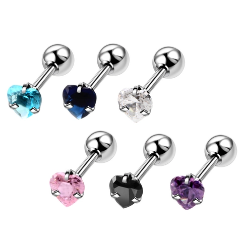 Herz Zirkonia Ohrstecker Edelstahl Piercing Schmuck Für Tragus Knorpel Helix Barbell Schraube Hypoallergen