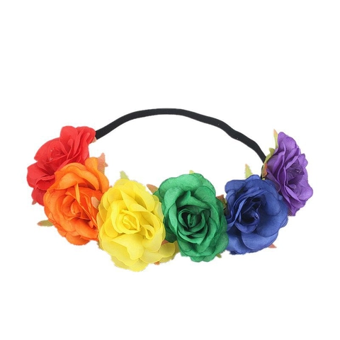 Blumen Stirnband Künstliche Rosenkranz Elastisches Haarband Boho Festival Halloween Party Zubehör Damen
