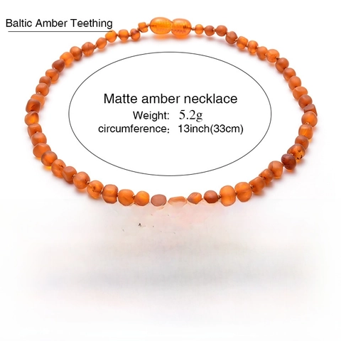 Natural Baltic Amber Teething Necklace Frosted Handmade Round Beads For Baby Infants Toddlers Gift
