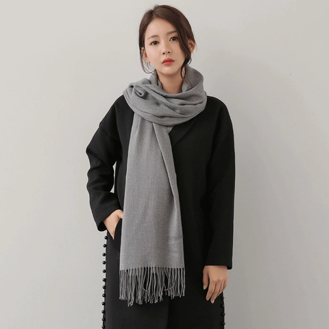Sciarpa Invernale Morbida Stile Cashmere Da Donna Scialle Caldo Tinta Unita Con Nappe Versatile Elegante Lungo